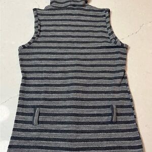 Blue Sand Turtleneck Tank Top Stripe Gray Silver Metallic Quiet Luxury Sz L Ital